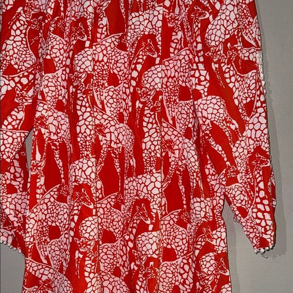 Orange and White Smocked Tunic with Relaxed Fit - Picture 10 of 12